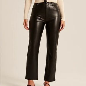 Abercrombie Curve Love Vegan Leather Ankle Straight Pants